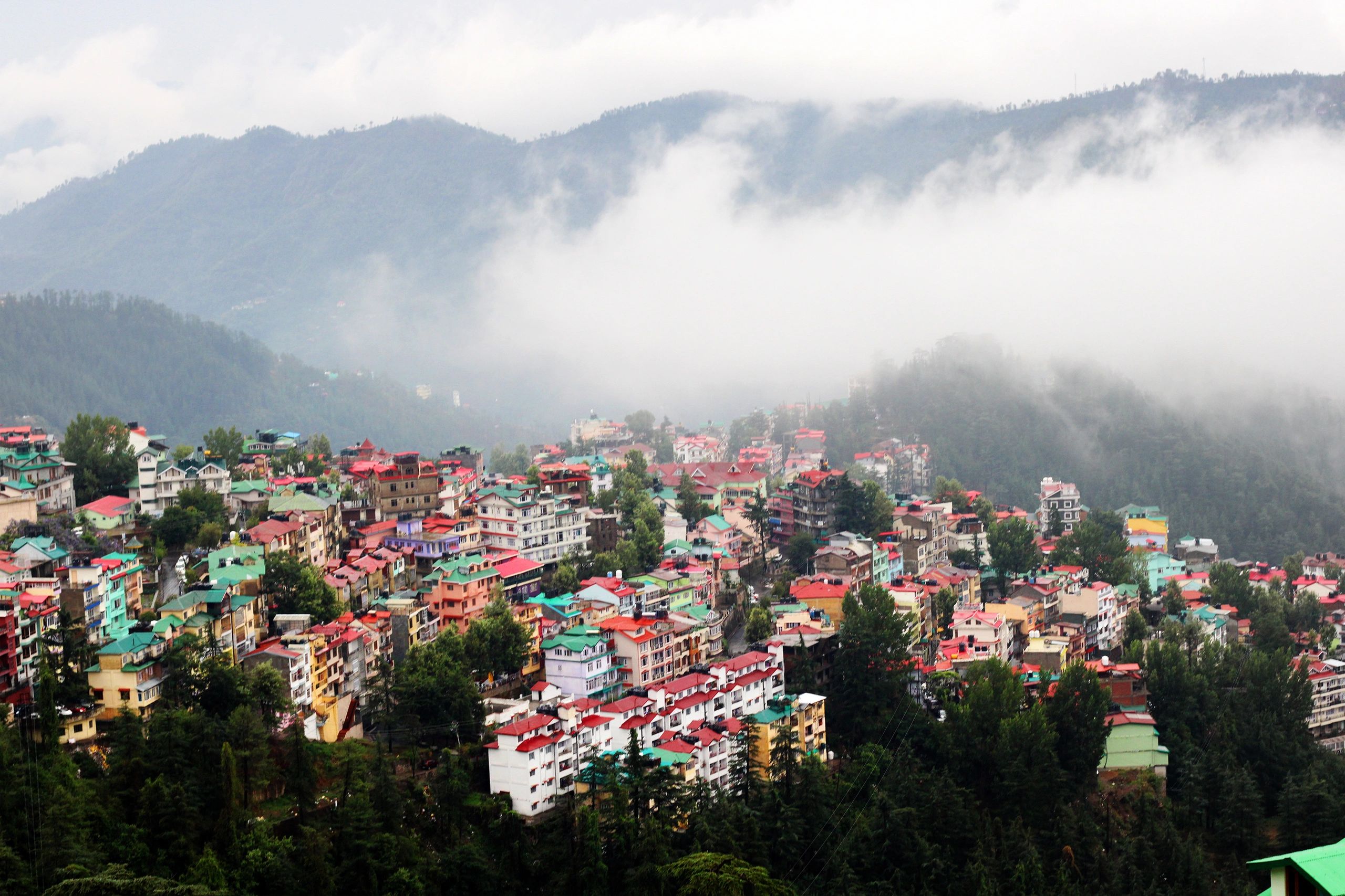 Mountain village and ridgelines in Himachal Pradesh